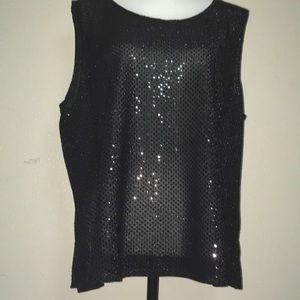 Women’s black sequins See-through top